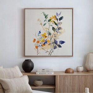 Colorful Branches Floral Art Print with White Oak Frame 20 x 20